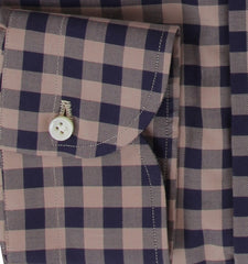 $500 Luigi Borrelli Dark Blue Check Cotton Shirt - Slim - (LB38266) - Parent