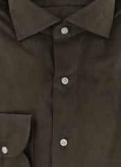$500 Luigi Borrelli Dark Green Solid Shirt - Slim - (LB12272517) - Parent