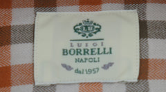 $500 Luigi Borrelli Orange Plaid Cotton Shirt - Slim - (LB1227255) - Parent