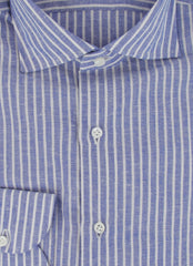 $500 Luigi Borrelli Blue Linen Blend Shirt - Slim - (LB1252514) - Parent