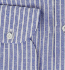 $500 Luigi Borrelli Blue Linen Blend Shirt - Slim - (LB1252514) - Parent