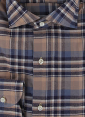 $500 Luigi Borrelli Light Brown Plaid Shirt - Slim - (LB1227253) - Parent