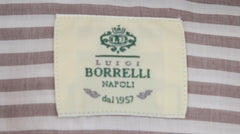 $500 Luigi Borrelli Brown Striped Cotton Shirt - Slim - (LB328261) - Parent