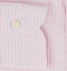 $500 Luigi Borrelli Pink Striped Cotton Shirt - Slim - (LB38262) - Parent