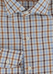 $500 Luigi Borrelli Light Brown Plaid Shirt - Slim - (LB1227252) - Parent