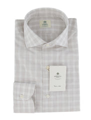 $500 Luigi Borrelli Light Brown Plaid Shirt - Slim - (LB328267) - Parent