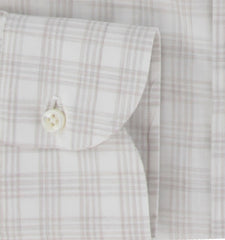 $500 Luigi Borrelli Light Brown Plaid Shirt - Slim - (LB328267) - Parent