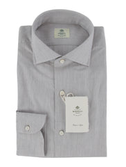 $500 Luigi Borrelli Light Gray Solid Shirt - Slim - 14.5/37 - (LB12272513)