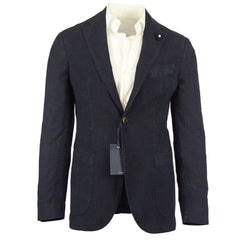 Lardini Navy Blue Cotton Blend Check Sportcoat - 38/48 - (PQ320AV589)