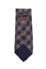 $195 Luciano Barbera Dark Brown Plaid Silk Tie - x - (LU107262)