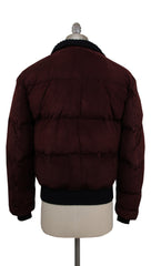 $2700 Mandelli Burgundy Red Suede Solid Puffer Jacket - (MM413245) - Parent