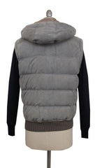 $3600 Mandelli Light Gray Suede Solid Jacket Vest - (MM328241) - Parent