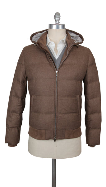 $3125 Mandelli Brown Wool Blend Solid Puffer Jacket - (MM1028252) - Parent