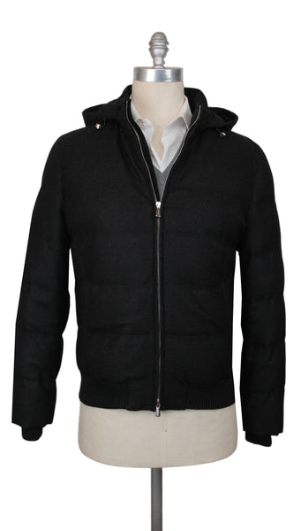 $3125 Mandelli Black Wool Blend Solid Puffer Jacket - (MM1028251) - Parent