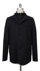 $4125 Mandelli Dark Blue Cashmere Blend Solid Coat - (MM413241) - Parent