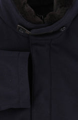 $4400 Mandelli Navy Blue Wool Blend Solid Coat - (MM413242) - Parent