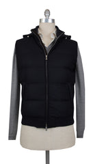 $2700 Mandelli Dark Blue Wool Blend Solid Jacket Vest - 42/52 - (MMV814243)