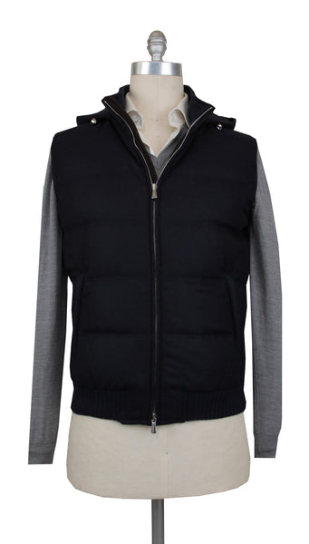 $2700 Mandelli Dark Blue Wool Blend Solid Jacket Vest - (MMV814243) - Parent