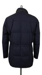 $4750 Mandelli Navy Blue Silk Solid Coat - (MM413244) - Parent