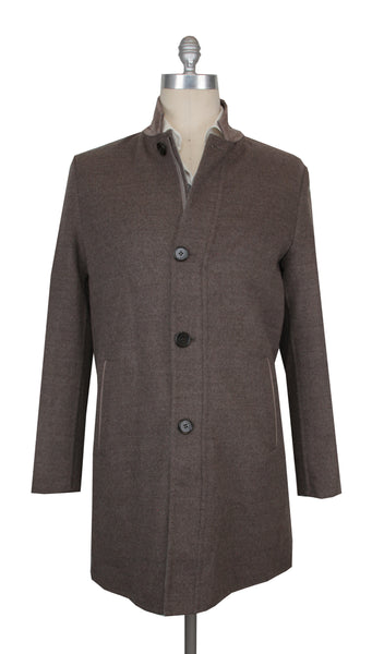 $3525 Mandelli Brown Wool Blend Solid Coat - (MM115243) - Parent