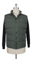$1800 Mandelli Green Polyester Solid Jacket Vest - 44/54 - (MM115241)