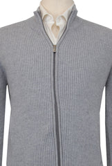 $1500 Mandelli Gray Cashmere Crewneck Jacket - (MM918243) - Parent