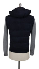 $2775 Mandelli Dark Blue Leather Solid Jacket Vest - (MM1113254) - Parent