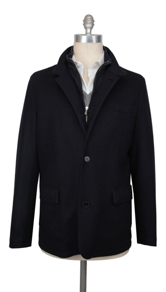 $4525 Mandelli Dark Blue Cashmere Blend Solid Jacket - (MM1028258) - Parent