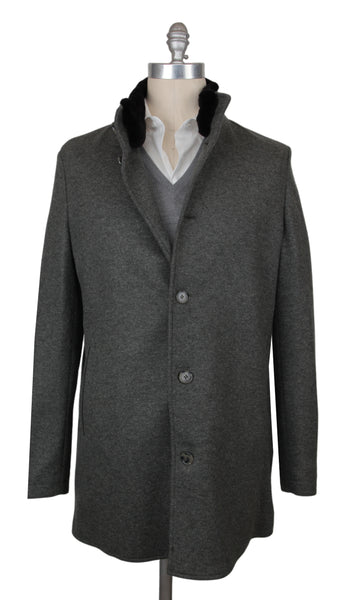$4525 Mandelli Gray Cashmere Blend Solid Coat - (MM10282513) - Parent