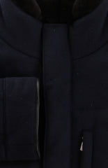 $5200 Mandelli Dark Blue Cashmere Solid Coat - (MM1113251) - Parent