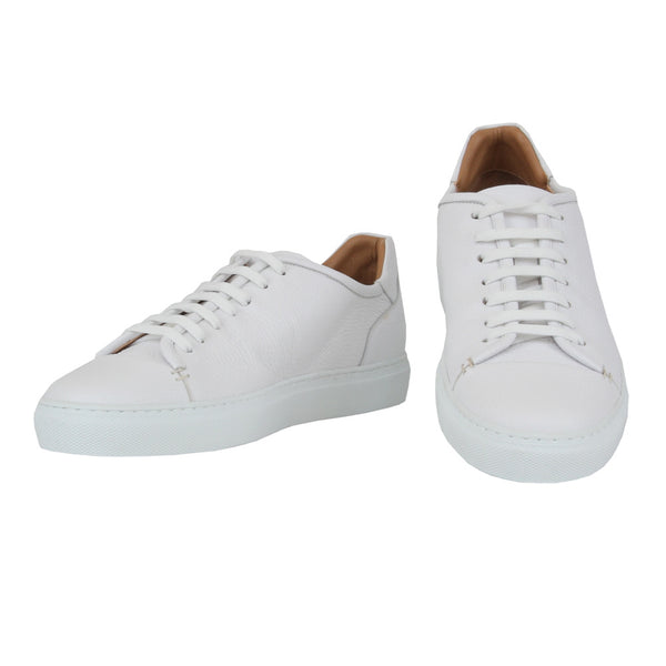 $675 Mandelli White Leather Sneakers - (MM814245) - Parent