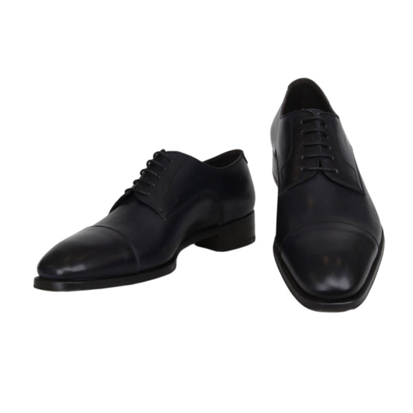 $925 Max Verre Midnight Navy Blue Leather Oxford Shoes - (MV59262) - Parent