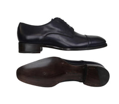 $925 Max Verre Midnight Navy Blue Leather Oxford Shoes - (MV59262) - Parent