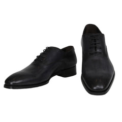 $925 Max Verre Dark Gray Leather Plain Toe Oxford Shoes - 11/10 - (MV59263)