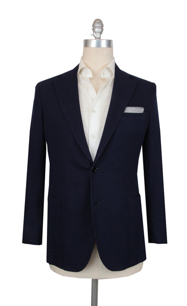 $3000 Principe d'Eleganza Navy Blue Cotton Solid Sportcoat - (PE521251) - Parent