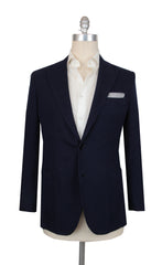 $3000 Principe d'Eleganza Navy Blue Cotton Solid Sportcoat - (PE521251) - Parent
