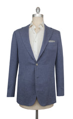 $3000 Principe d'Eleganza Blue Cotton Blend Solid Sportcoat - (PE517251) - Parent