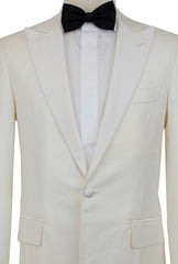 Principe d'Eleganza Cream Wool Solid Tuxedo Jacket - (PE1228231) - Parent