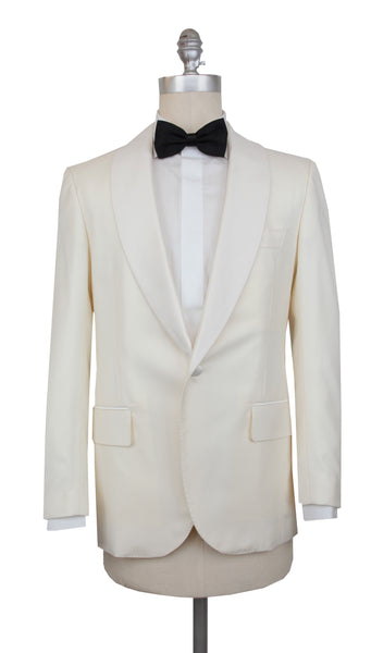 Principe d'Eleganza Cream Wool Solid Tuxedo Jacket - (PE1228232) - Parent