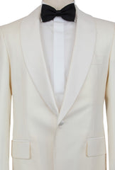 Principe d'Eleganza Cream Wool Solid Tuxedo Jacket - (PE1228232) - Parent