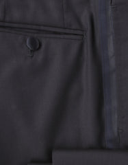 $1200 Principe d'Eleganza Dark Blue Solid Wool Tuxedo Pants - Slim - (PE417242) - Parent