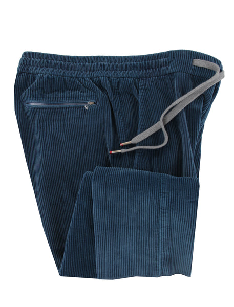 $625 Sartorio Napoli Blue Solid Corduroy Pants - Slim - (SA821253) - Parent