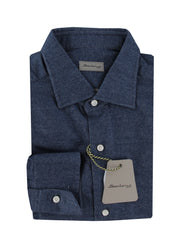 $375 Sartorio Napoli Navy Blue Solid Shirt - Slim - 15.75/40 - (SA222253)