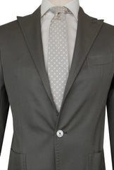 $3600 Sartorio Napoli Olive Green Cotton Solid Suit - (SA6252511) - Parent