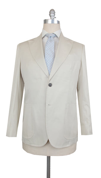 $3600 Sartorio Napoli Cream Cotton Solid Suit - (SA6252510) - Parent