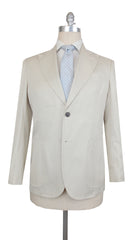 $3600 Sartorio Napoli Cream Cotton Solid Suit - (SA6252510) - Parent