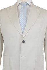 $3600 Sartorio Napoli Cream Cotton Solid Suit - (SA6252510) - Parent