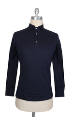 $675 Sartorio Napoli Dark Blue Solid Cotton Polo - (SA415261) - Parent