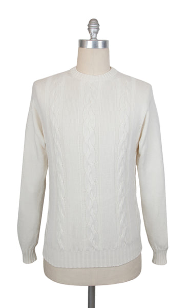 $1000 Sartorio Napoli Off White Crewneck Sweater - (SA823255) - Parent