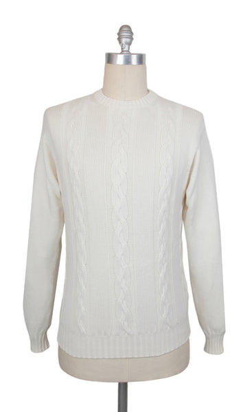 $1000 Sartorio Napoli Off White Crewneck Sweater - (SA823255) - Parent